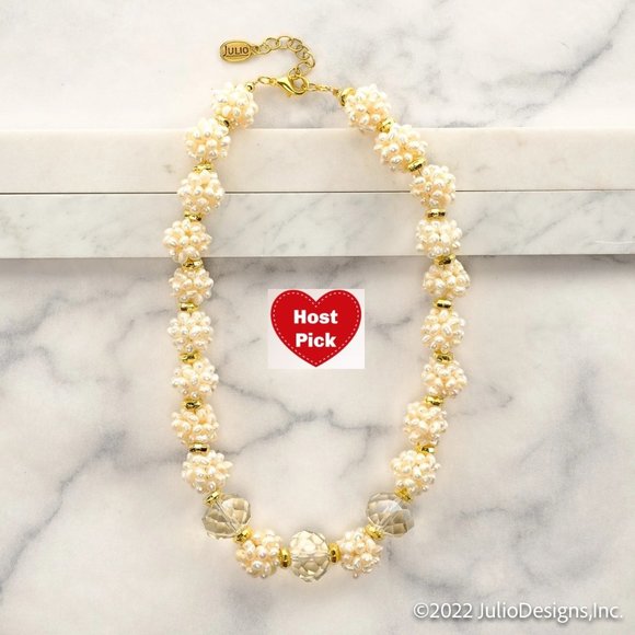 Genuine Freshwater Pearls Necklace faceted crystals Pearl Clusters - Picture 4 of 6